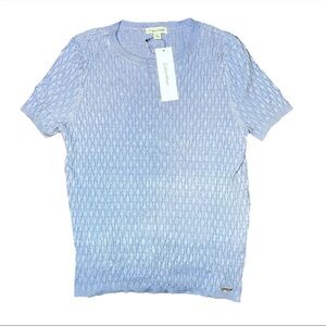 Calvin Klein Suit Short Sleeve Blue Stretch Blouse Women’s Medium NWT